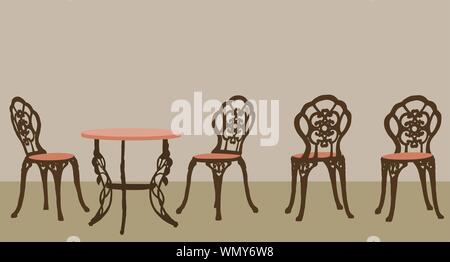 Table et chaises Illustration de Vecteur