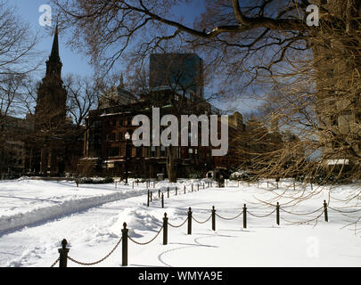 Boston public Garden en hiver Banque D'Images