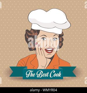 Lady Chef, retro illustration Illustration de Vecteur