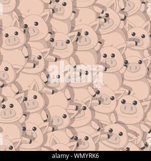 Modèle sans couture avec drôle de porcs Illustration de Vecteur