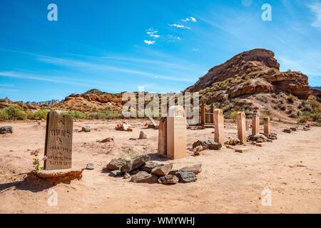 Le vieux cimetière tombes, ville fantôme, Grafton près de Springdale, en Utah, USA Banque D'Images