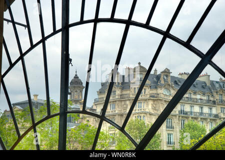 Paris, Marais, Blick aus dem Fenster des Pavillon d'Arsenal Banque D'Images