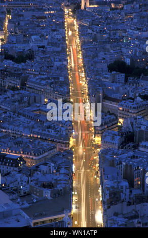 Paris, Blick vom Tour Montparnasse, Rue de Rennes - Paris, vue de la Tour Montparnasse, Rue de Rennes Banque D'Images