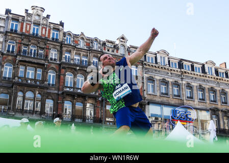 Bruxelles, Belgique. 12Th Mar, 2019. Darlan Romani du Brésil fait concurrence au cours du lancer du poids hommes finale de la finale de la Ligue de diamant de l'IAAF 2019 à Bruxelles, Belgique, le 5 septembre 2019. Credit : Zheng Huansong/Xinhua/Alamy Live News Banque D'Images