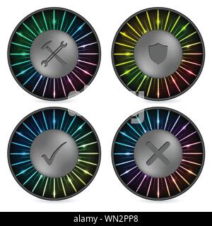 Bouton set arc-en-ciel avec différentes icônes Illustration de Vecteur