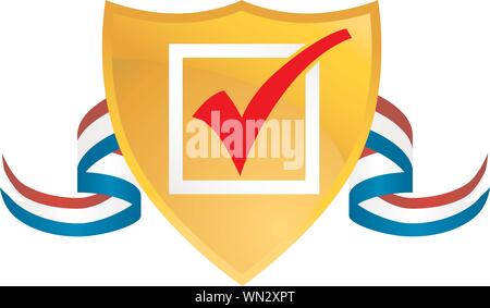 Bouclier coche avec ruban Illustration de Vecteur