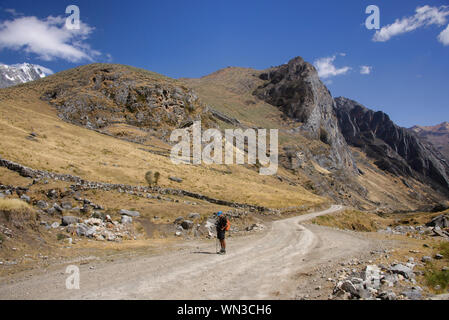 Trekking dans la Cordillère Huayhuash, Pérou Banque D'Images
