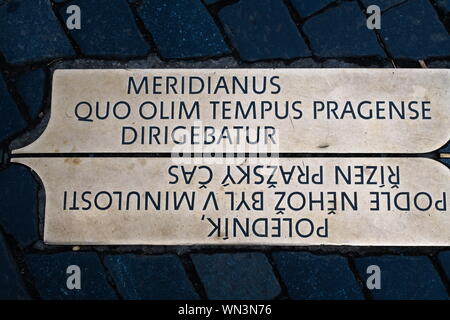 Marqueur Meridian à Prague, République Tchèque Banque D'Images