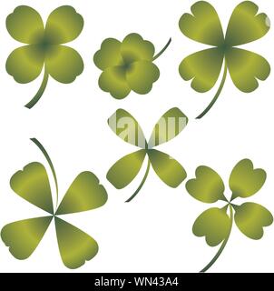 Four Leaf Clover Set Illustration de Vecteur