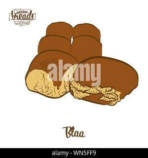 Dessin couleur de pain Blaa. Vector illustration de Bun nourriture, habituellement connu en Irlande. Pain de couleur des croquis. Illustration de Vecteur