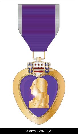 Médaille Coeur violet Illustration de Vecteur