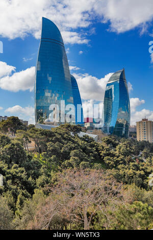 Tours de flamme des gratte-ciel, 2013, Baku, Azerbaïdjan Banque D'Images