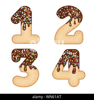 Tentant de la typographie. La conception de la police. Donut 3D numéros un, deux, thr Illustration de Vecteur