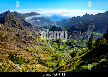 Paúl do Ribeira Valley, vallée de Paul, île de Santo Antão, Cap Vert, Cabo Verde, l'Afrique. Ribeira do Paúl est la plus fertile de la vallée et végétative o Banque D'Images