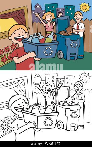 Recyclage de la famille Illustration de Vecteur