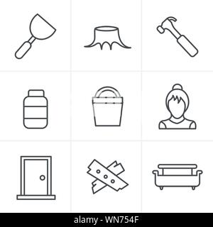 Icônes de Style ligne menuiserie Icons set Illustration de Vecteur