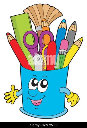 Tasse mignon avec des crayons Illustration de Vecteur