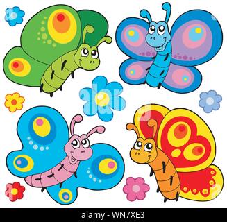 Collection papillons mignon Illustration de Vecteur