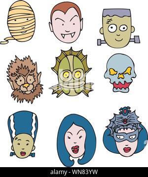 Visages Halloween classique Illustration de Vecteur