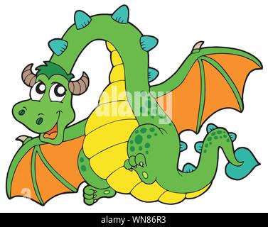 Flying Dragon vert Illustration de Vecteur