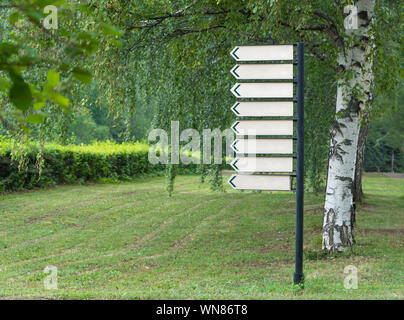 Signe vierge dans le parc sur un fond d'arbres Banque D'Images