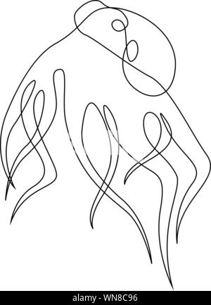 Octopus illustration dessinée par une ligne. Style minimaliste vector illustration Illustration de Vecteur
