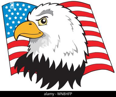 American Eagles head avec drapeau Illustration de Vecteur