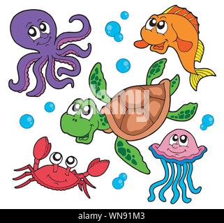 Collection d'animaux marins Illustration de Vecteur