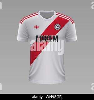 Soccer shirt réaliste River Plate2020, modèle de kit football jersey Illustration de Vecteur