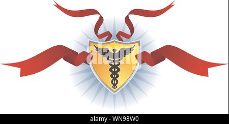 Caducée symbole médical - Shield avec ruban Illustration de Vecteur