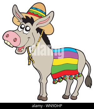 Sombrero mexicain avec âne Illustration de Vecteur