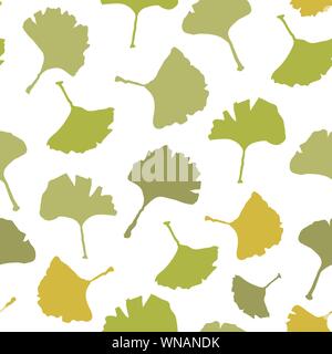 Le Ginkgo biloba transparente nappe motif. Silhouette de feuilles de ginkgo avec veinules blanches. Vector illustration isolé. La conception de la nature. Illustration de Vecteur