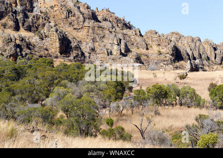 Parc national d'Isalo canyon paysage monument à Madagascar, Afrique Banque D'Images