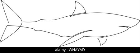 Une ligne design shark silhouette. La conception de logo. Style minimaliste dessiné à la main Illustration de Vecteur