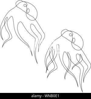 Octopus illustration tirée par un groupe. Style minimaliste vector illustration Illustration de Vecteur