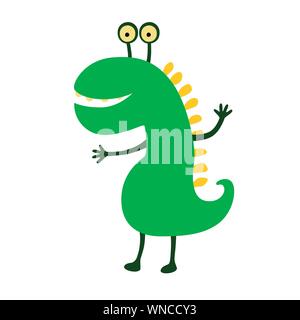 Funny smiling dinosaure. Vector illustration. Cute cartoon character. Illustration de Vecteur