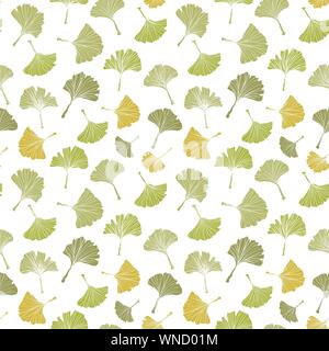 Le Ginkgo biloba transparente nappe motif. Silhouette de feuilles de ginkgo avec veinules blanches. Vector illustration isolé. La conception de la nature. Illustration de Vecteur