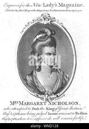 MARGARET NICHOLSON (c 1750-1828) anglaise qui a attaqué le roi George III en 1786 et a ensuite été engagé à Bedlam Banque D'Images