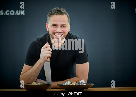 Food Festival avec le chef Dean Edwards pour ITV Lorraine's show Banque D'Images