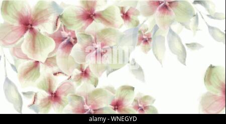 Fond de carte fleurs Lily Vector l'aquarelle. Décor de mariage floral Illustration de Vecteur