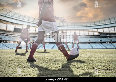 Image composite de divers joueurs de rugby sur terrain Banque D'Images