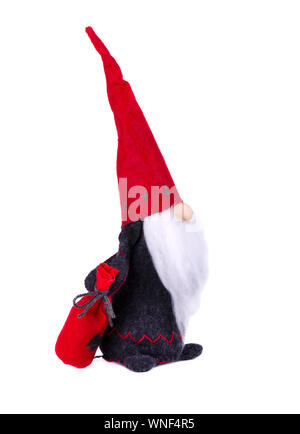 Chapeau de sorcière avec chapeau pointu. Gnome scandinave, troll, jouets de Noël décorative, isolé sur fond blanc Banque D'Images