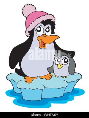 Deux pingouins sur l'iceberg vector illustration Illustration de Vecteur