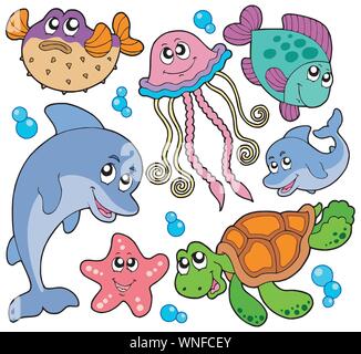 Poissons de mer et les animaux collection Illustration de Vecteur