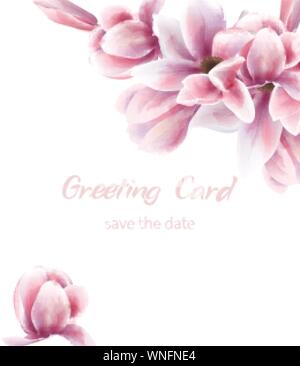 Lily rose bouquet aquarelle de vecteur. Feuilles bleu décoration délicate. Boho rustique Provence poster. Mariage, anniversaire invitation, événement cérémonie greeti Illustration de Vecteur