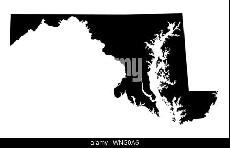 Carte silhouette Maryland Illustration de Vecteur