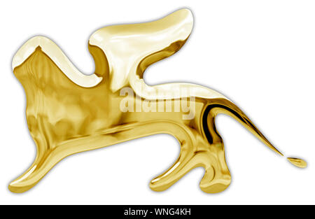 Lion de Festival du Film de Venise, de l'or style rédactionnel, logo métallique Banque D'Images
