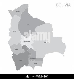 Carte des régions de la bolivie Illustration de Vecteur