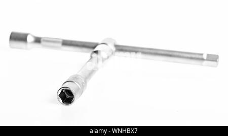 Douille pour clé isolé sur fond blanc. Ensemble d'outils isolé sur fond blanc. Douilles Torx douille de l'outil. Trousses le cliquet. Banque D'Images