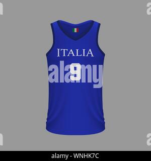 T-shirt de basket-ball réaliste de l'Italie, Jersey modèle de kit. Vector illustration Illustration de Vecteur